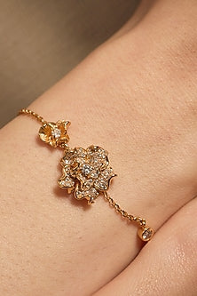 Gold Plated White Stone Floral Handcrafted Bracelet