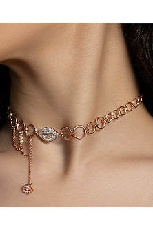 Rose Gold Plated Diamond Handcrafted Choker Necklace