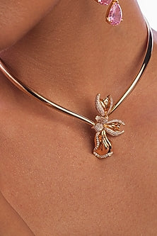 Gold Plated Diamond Floral Handcrafted Necklace