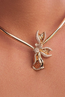 Gold Plated Diamond Floral Handcrafted Necklace