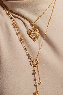 Gold Plated White Stone Handcrafted Pendant Necklace