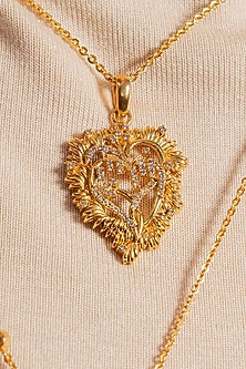 Gold Plated White Stone Handcrafted Pendant Necklace