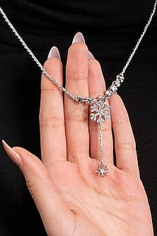 Silver Plated White Stone Handcrafted Pendant Necklace