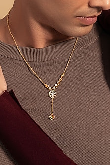 Gold Plated White Stone Handcrafted Pendant Necklace