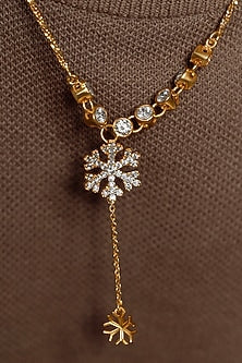 Gold Plated White Stone Handcrafted Pendant Necklace
