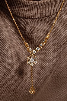 Gold Plated White Stone Handcrafted Pendant Necklace