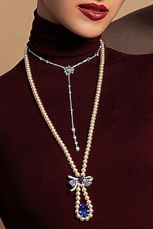 Silver Plated Swarovski Pearl Handcrafted Long Necklace