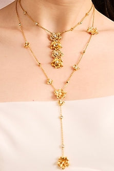Gold Plated White Stone Handcrafted Necklace