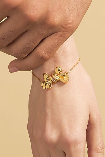 Gold Plated Handcrafted Bow Bracelet
