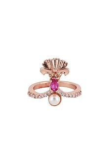 Rose Gold Plated Pearl Hand Harness With Rings