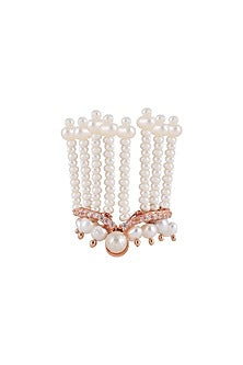 Rose Gold Plated Pearl Hand Harness With Rings