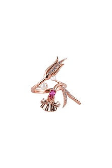 Rose Gold Plated Pearl Hand Harness With Rings