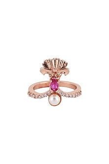 Rose Gold Plated Swarovski Crystal Engraved Ring