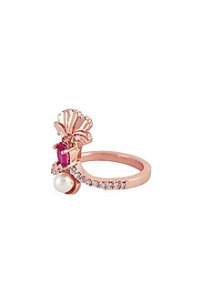 Rose Gold Plated Swarovski Crystal Engraved Ring