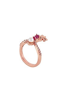 Rose Gold Plated Swarovski Crystal Engraved Ring