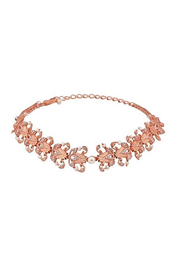 Rose Gold Plated Swarovski Crystal Leaf Necklace
