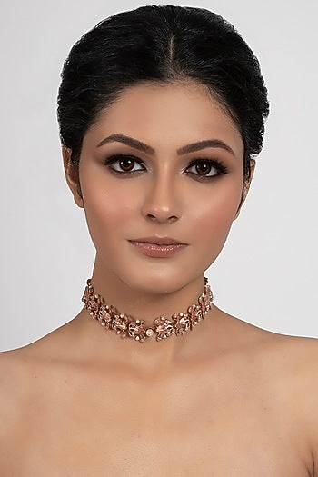 Rose Gold Plated Swarovski Crystal Leaf Necklace