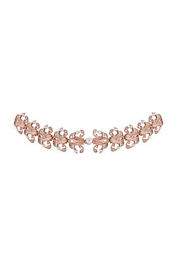 Rose Gold Plated Swarovski Crystal Leaf Necklace