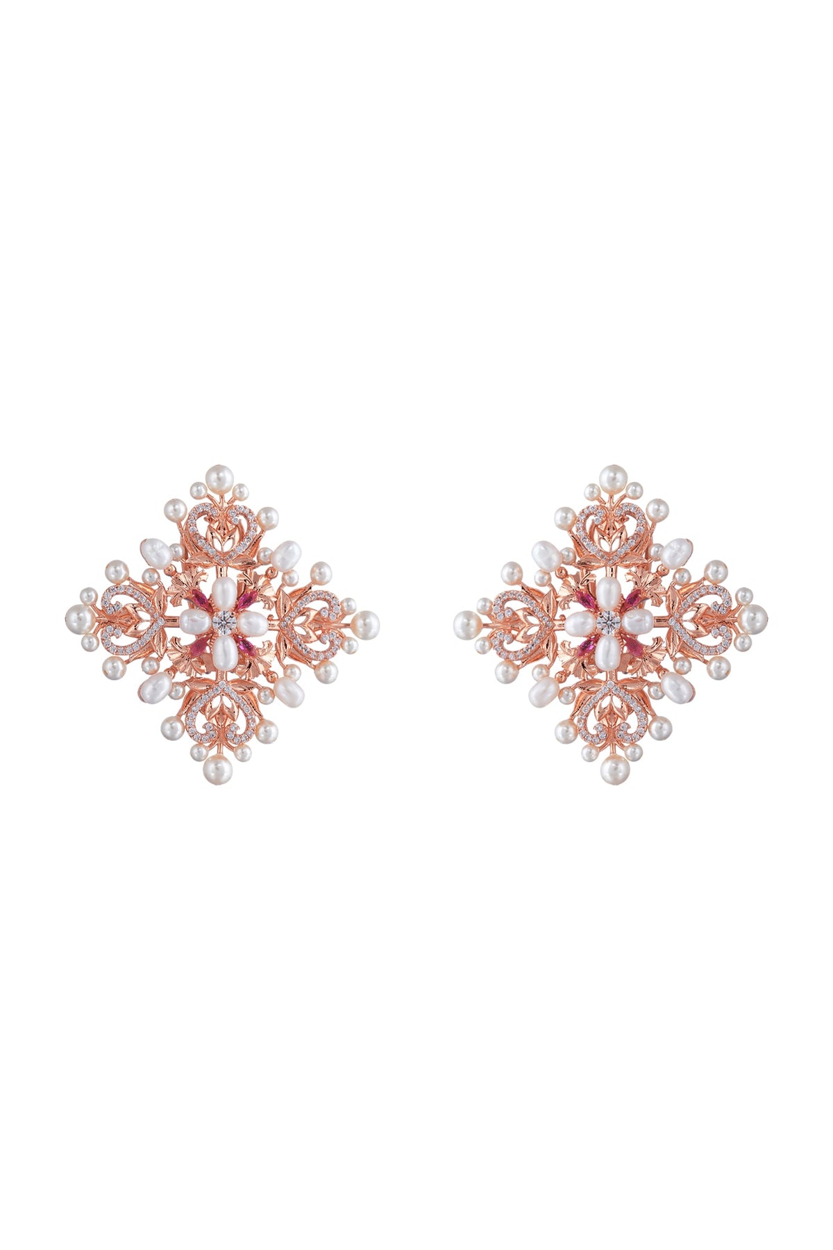 Rose Gold Plated Swarovski Crystal Studs Earrings