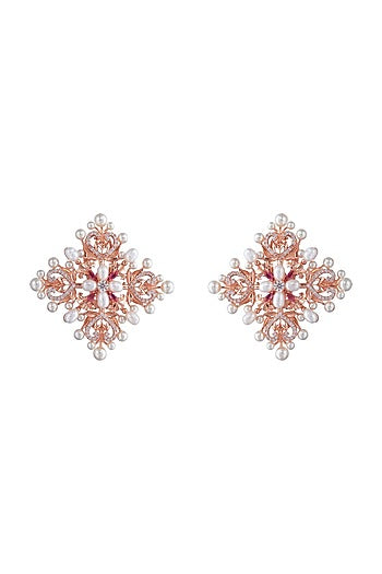 Rose Gold Plated Swarovski Crystal Studs Earrings