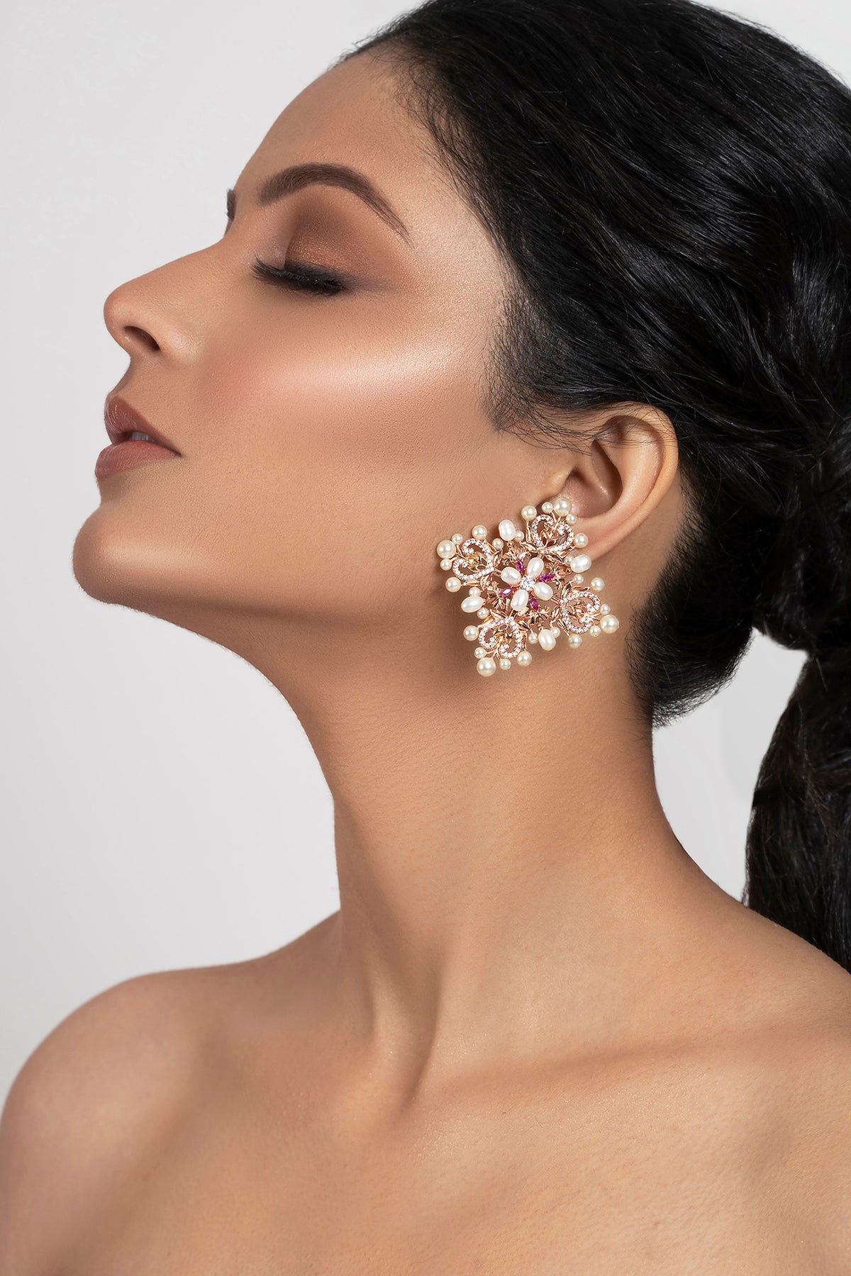 Rose Gold Plated Swarovski Crystal Studs Earrings