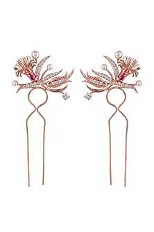 Rose Gold Plated Swarovski Crystal Floral Hair Pin