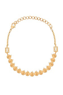 Gold Finish Phoenix & Leaf Motifs Choker Necklace