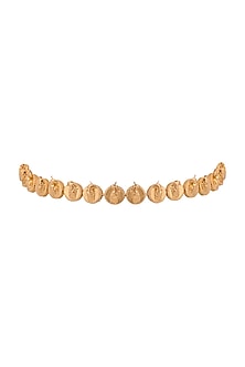 Gold Finish Phoenix & Leaf Motifs Choker Necklace