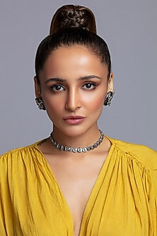 Gunmetal Finish Phoenix & Leaf Motifs Choker Necklace