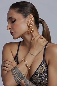 Gold Finish Brass Dangler Earrings
