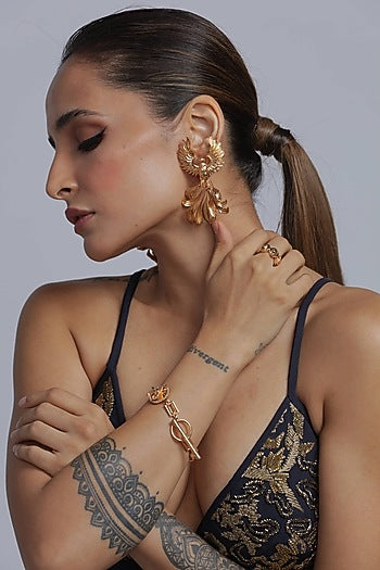 Gold Finish Brass Dangler Earrings