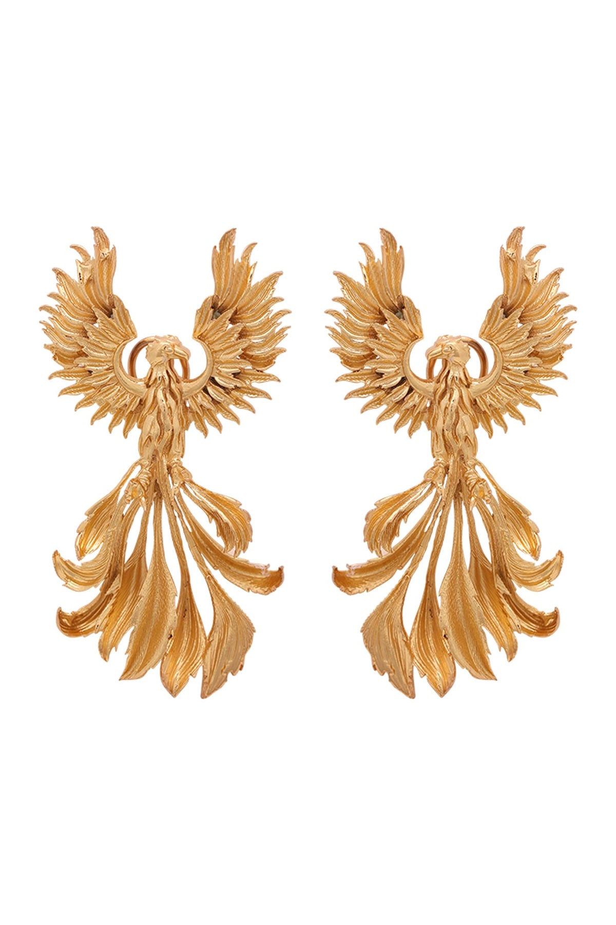 Gold Finish Dangler Earrings In Brass