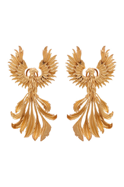 Gold Finish Dangler Earrings In Brass