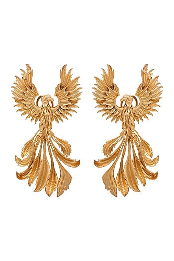 Gold Finish Dangler Earrings In Brass