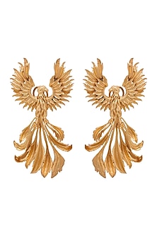 Gold Finish Dangler Earrings In Brass
