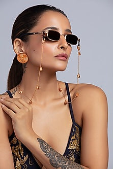 Gold Finish Phoenix Motif Stud Earrings