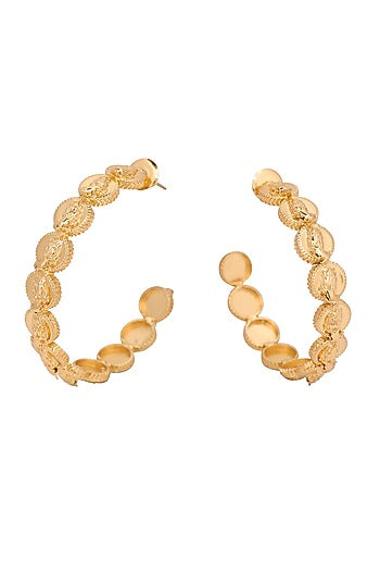 Gold Finish Phoenix Coins Hoop Earrings