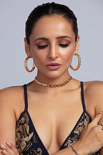 Gold Finish Phoenix Coins Hoop Earrings