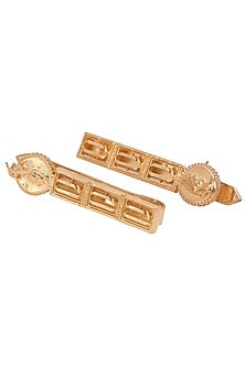 Gold Finish Hair Clips With Phoenix Coins & Leaf Motifs