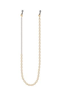 Gold Finish Long Necklace With Pearls