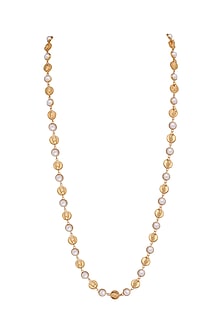 Gold Finish Phoenix Coins & Pearls Necklace