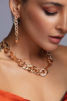 Gold Finish 3D Hand Motif & Zircons Earrings
