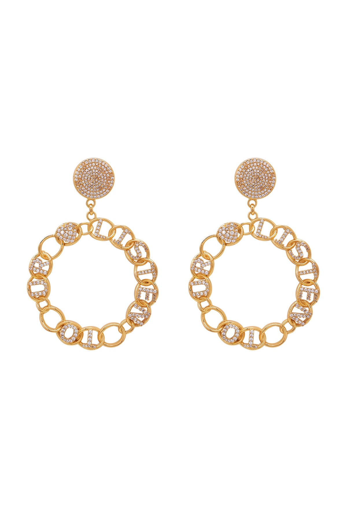 Gold Finish Zircons & Crystal Earrings