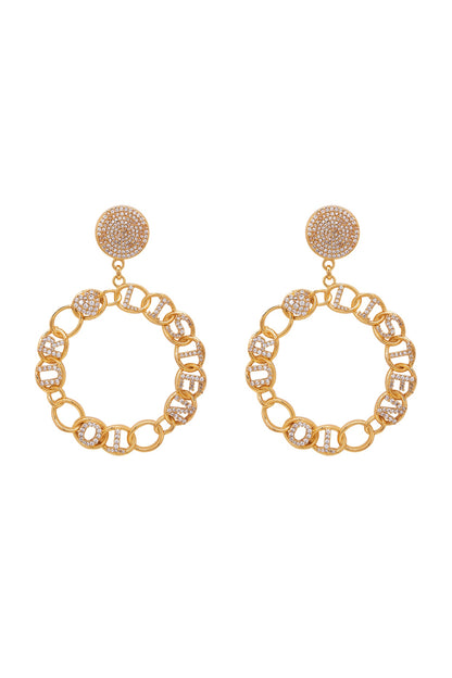 Gold Finish Zircons & Crystal Earrings