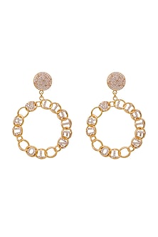 Gold Finish Zircons & Crystal Earrings