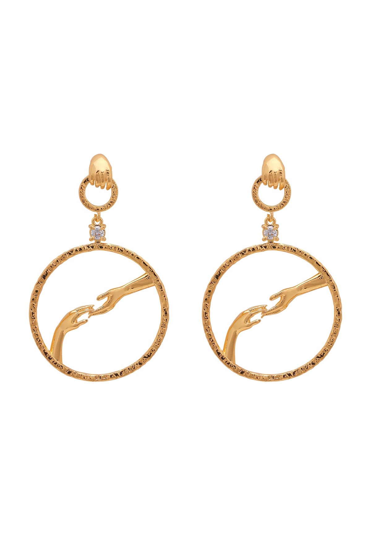 Gold Finish Hand Motif Earrings