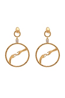 Gold Finish Hand Motif Earrings