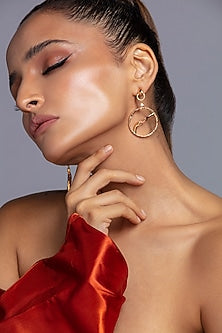 Gold Finish Hand Motif Earrings