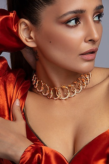 Gold Finish Floral Vines Necklace