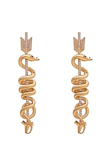 Gold Finish Coiled Snake Earrings